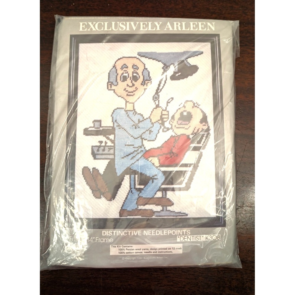 Vintage 1983 Exclusively Arleen Dentist Needlepoint Kit K308 Sealed 11x14